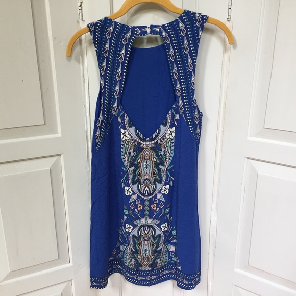 Ecote' Blue Boho Sleeveless Mini Dress - Picture 10 of 13